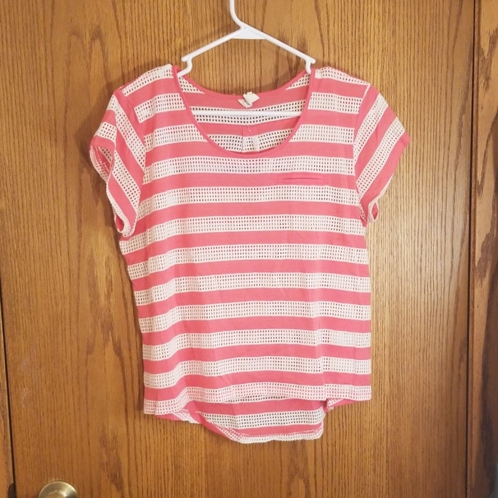 Pink and white striped tshirt
